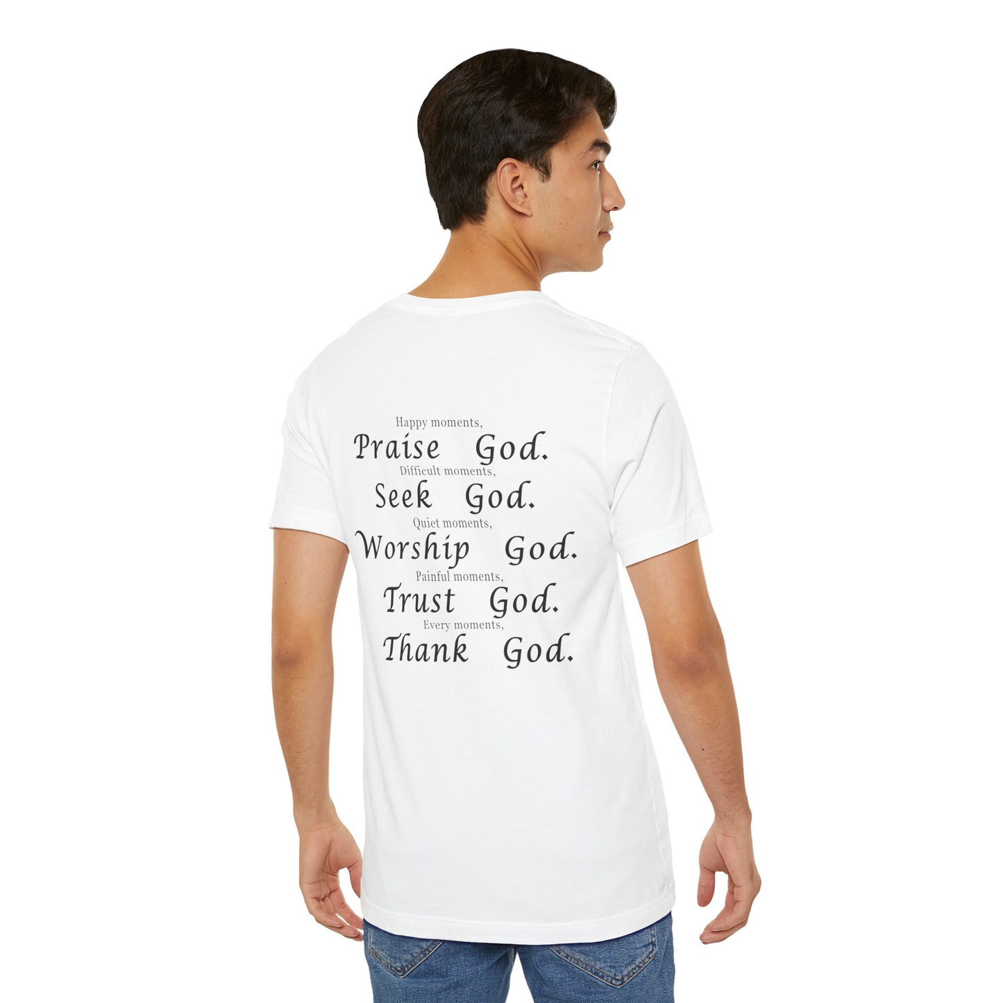 Praise - Seek - Worship - Trust - T-Shirt à manches courtes unisexe en jersey 