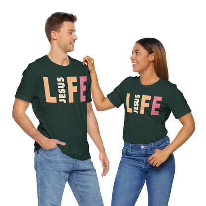 Jesus Is The Life - Unisex T-shirt à manches courtes en jersey 