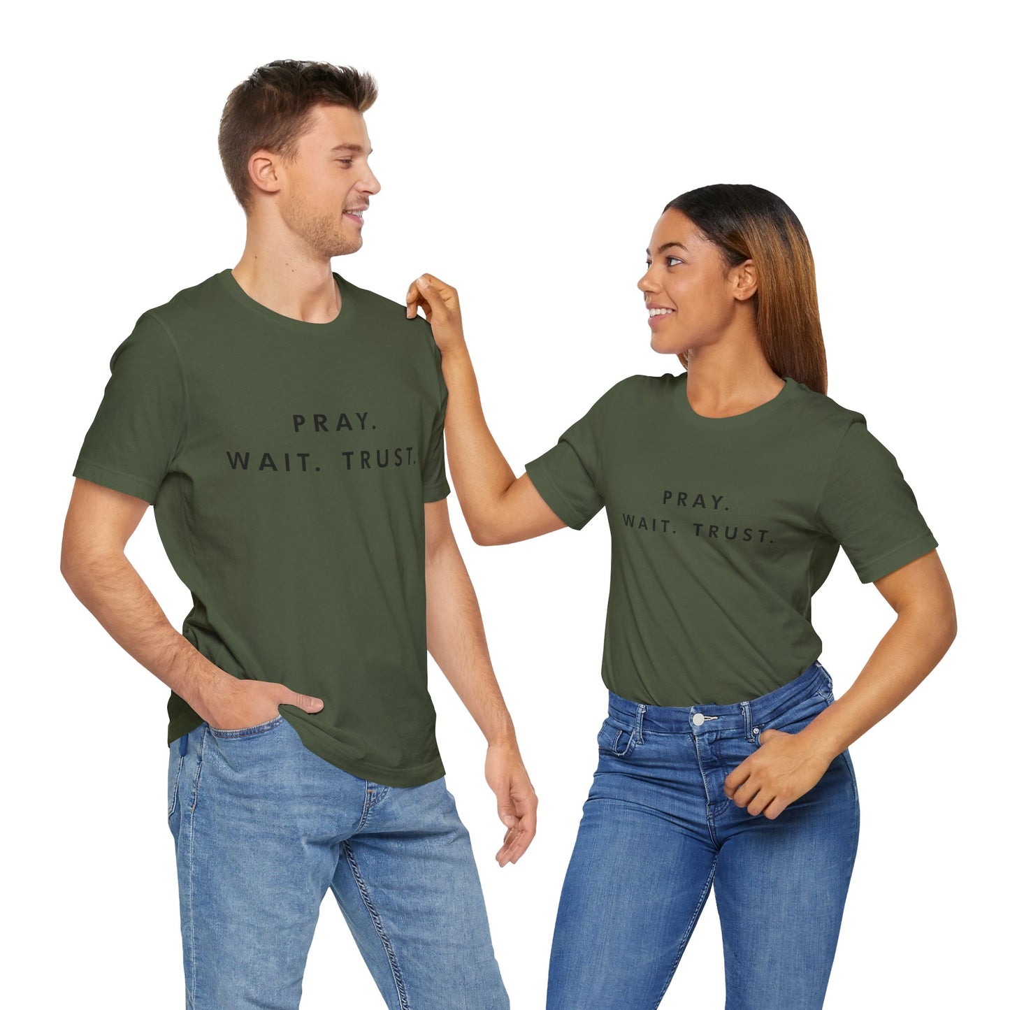 Pray - Wait - Trust Unisex T-shirt à manches courtes en jersey