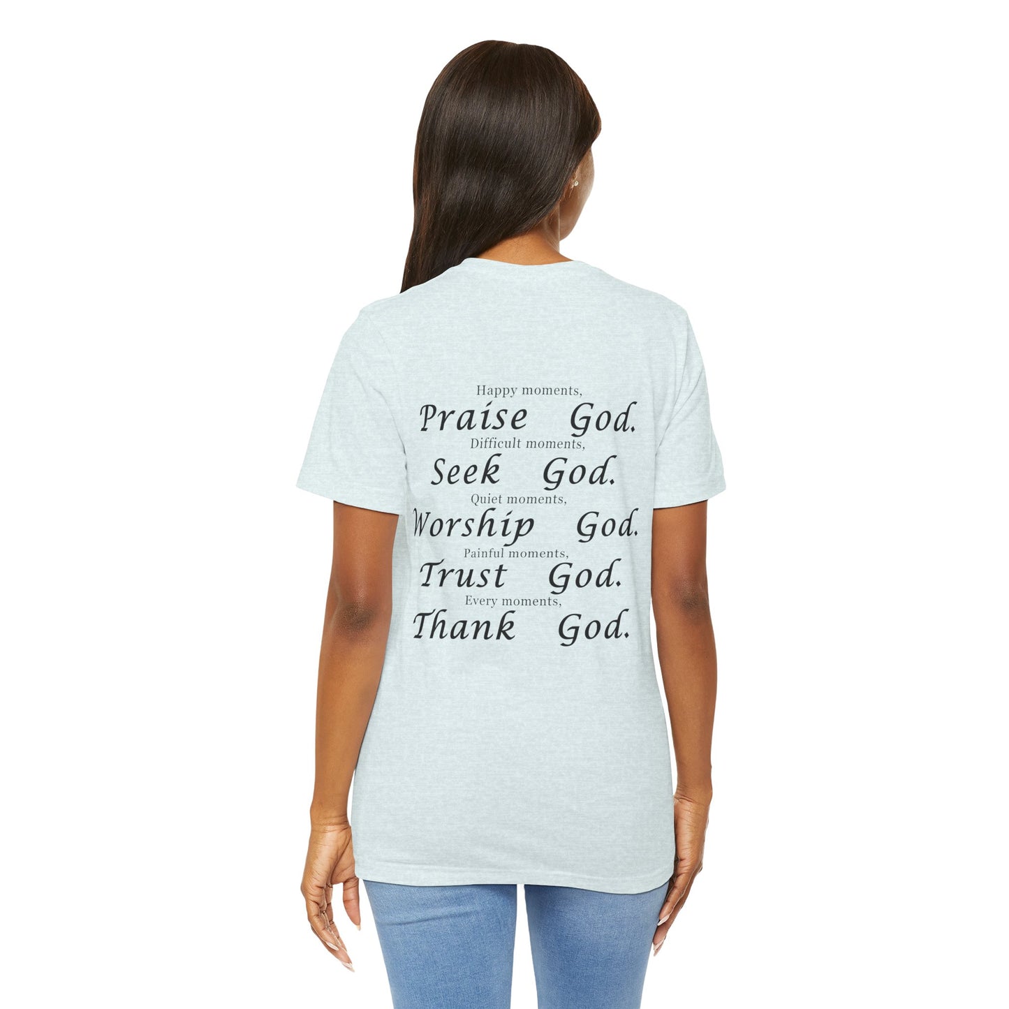 Praise - Seek - Worship - Trust - T-Shirt à manches courtes unisexe en jersey 