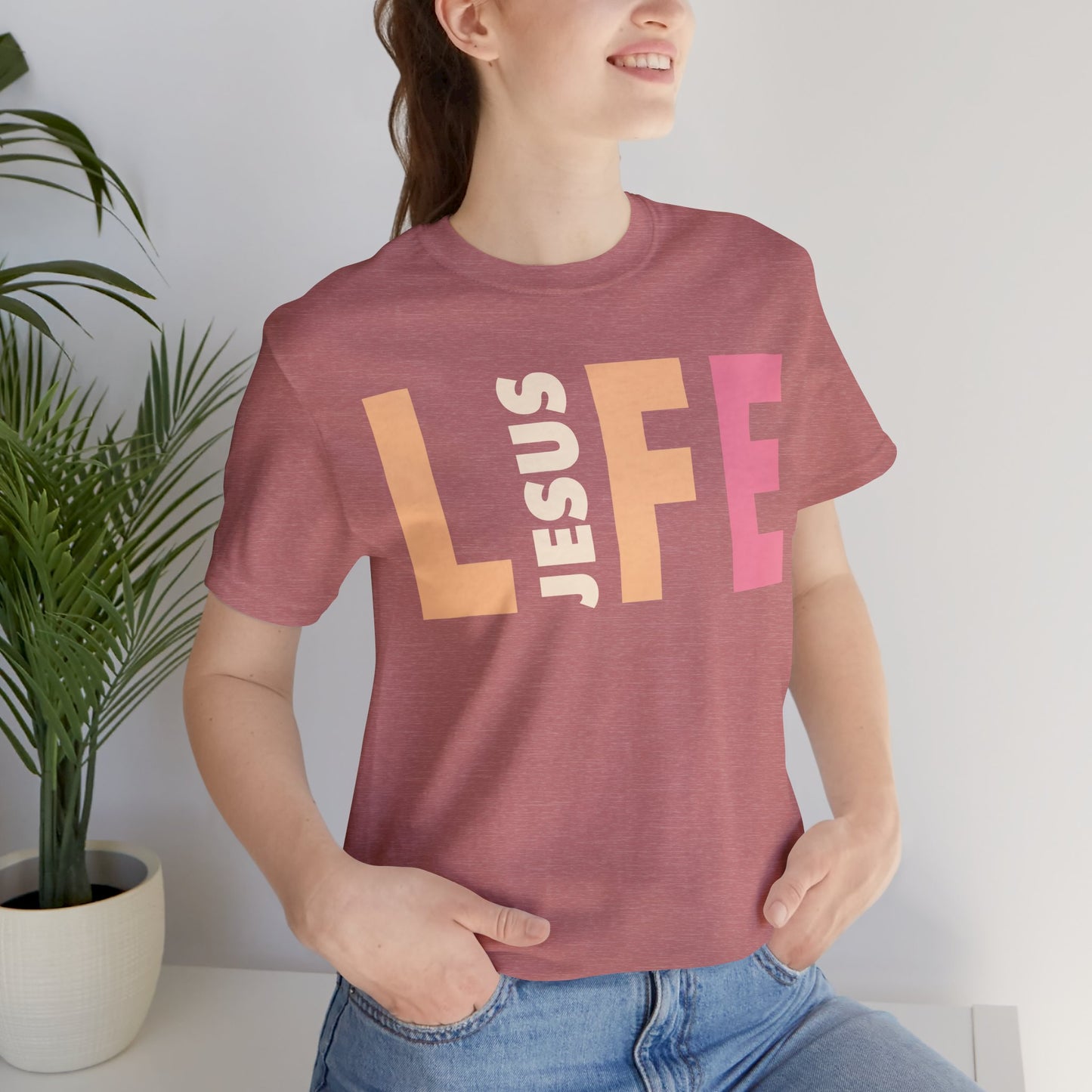 Jesus Is The Life - Unisex T-shirt à manches courtes en jersey 